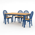 Ensemble table à manger et chaises en bois bleu et chêne