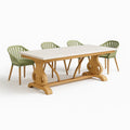 Ensemble table à manger et chaises en bois et marbre avec chaises en polypropylène vert