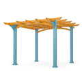 Pergola en aluminium et bois Bleu turquoise mat/Chêne clair