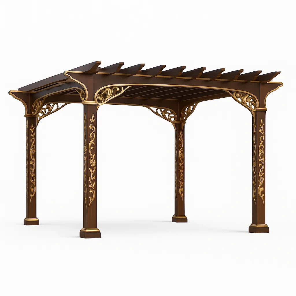 Pergola en bois avec détails dorés 400 × 300 × 250 cm