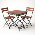 Ensemble bistrot pliant en bois et métal pour extérieur