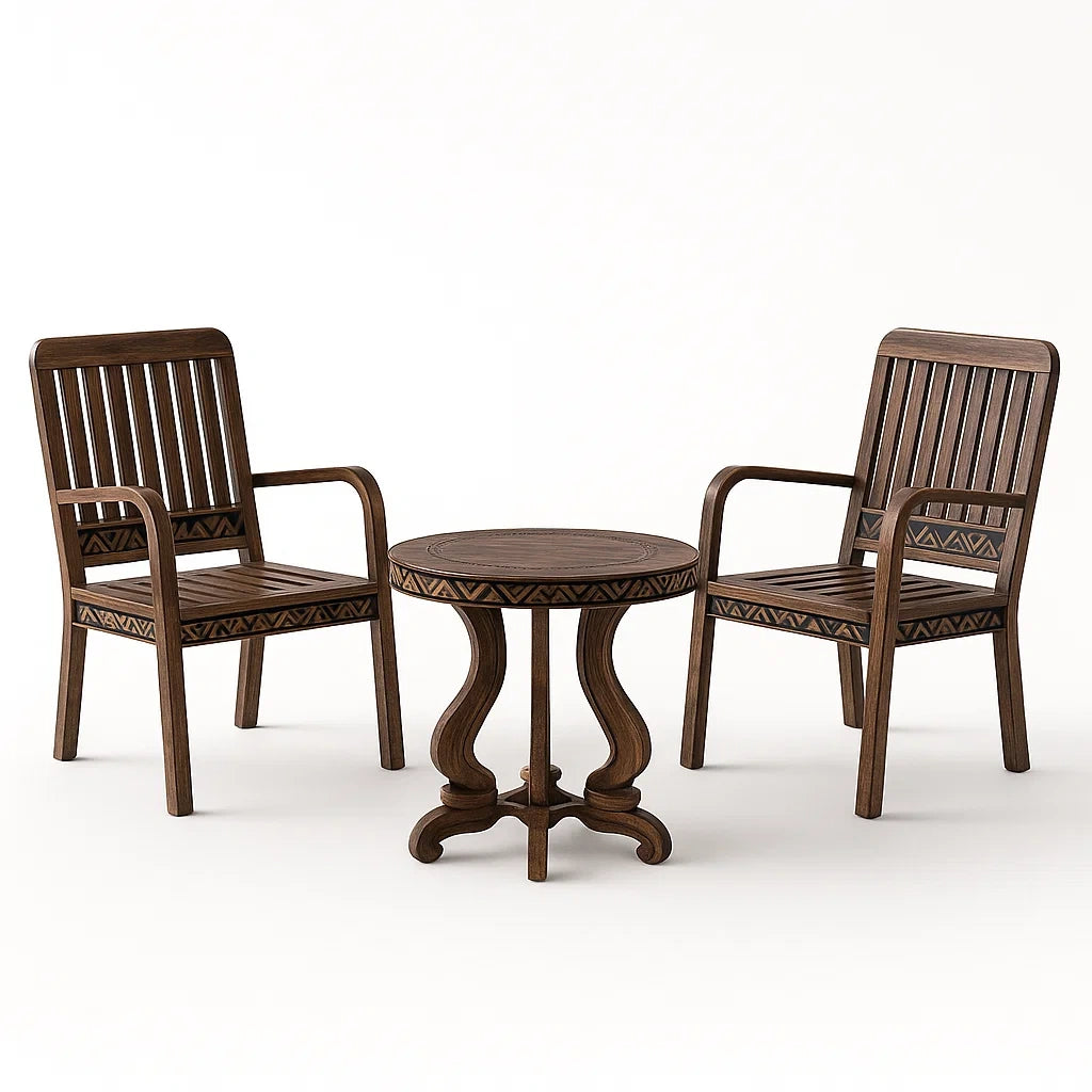 Ensemble bistrot en bois brun pour jardin