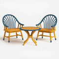 Ensemble bistrot en bois bleu et jaune