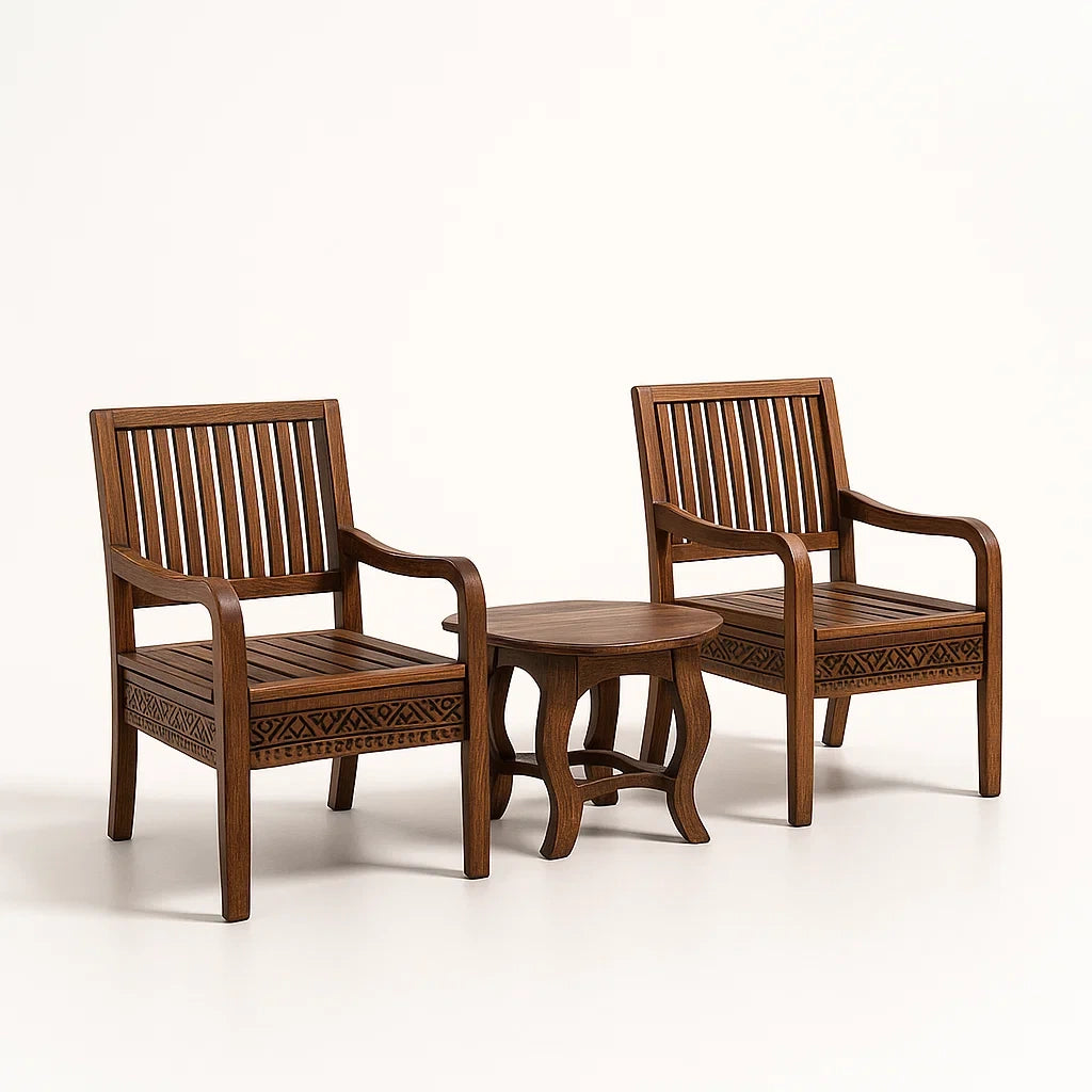 Ensemble bistrot extérieur en bois marron