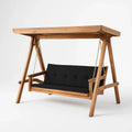 Balançoire d'extérieur en bois de pin avec coussin noir