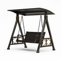 Balançoire de jardin en acier noir avec toit et siège suspendu