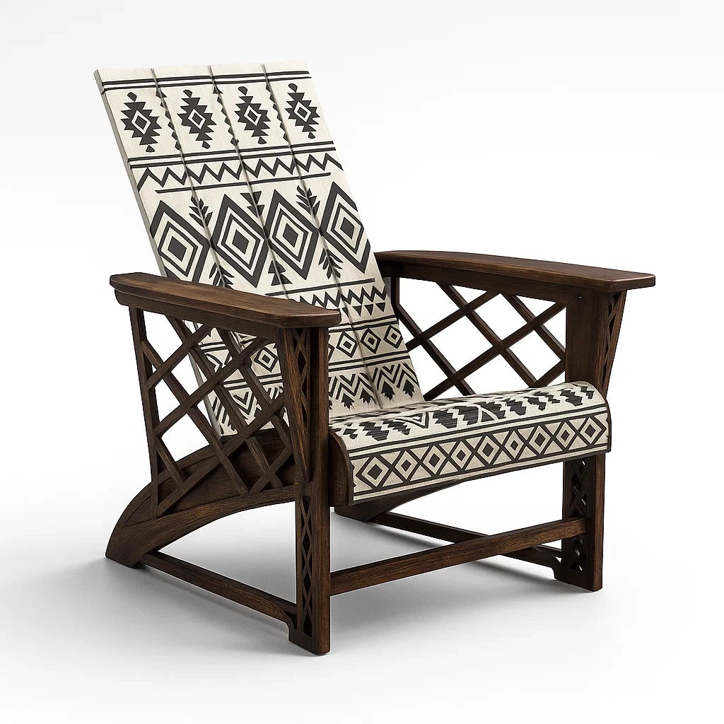 Chaise adirondack en bois avec tissu géométrique 90 × 75 × 80 cm