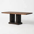 Table à manger rectangulaire en bois massif et métal sculpté