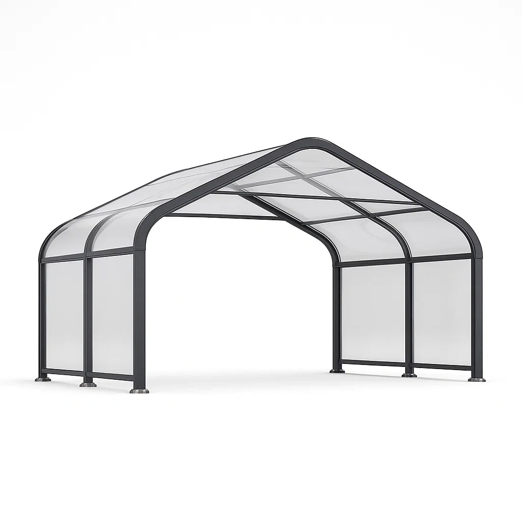 Abri de voiture autoportant en aluminium et polycarbonate 500 × 300 × 240 cm