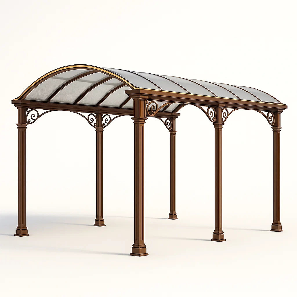 Abri de voiture en aluminium et polycarbonate marron