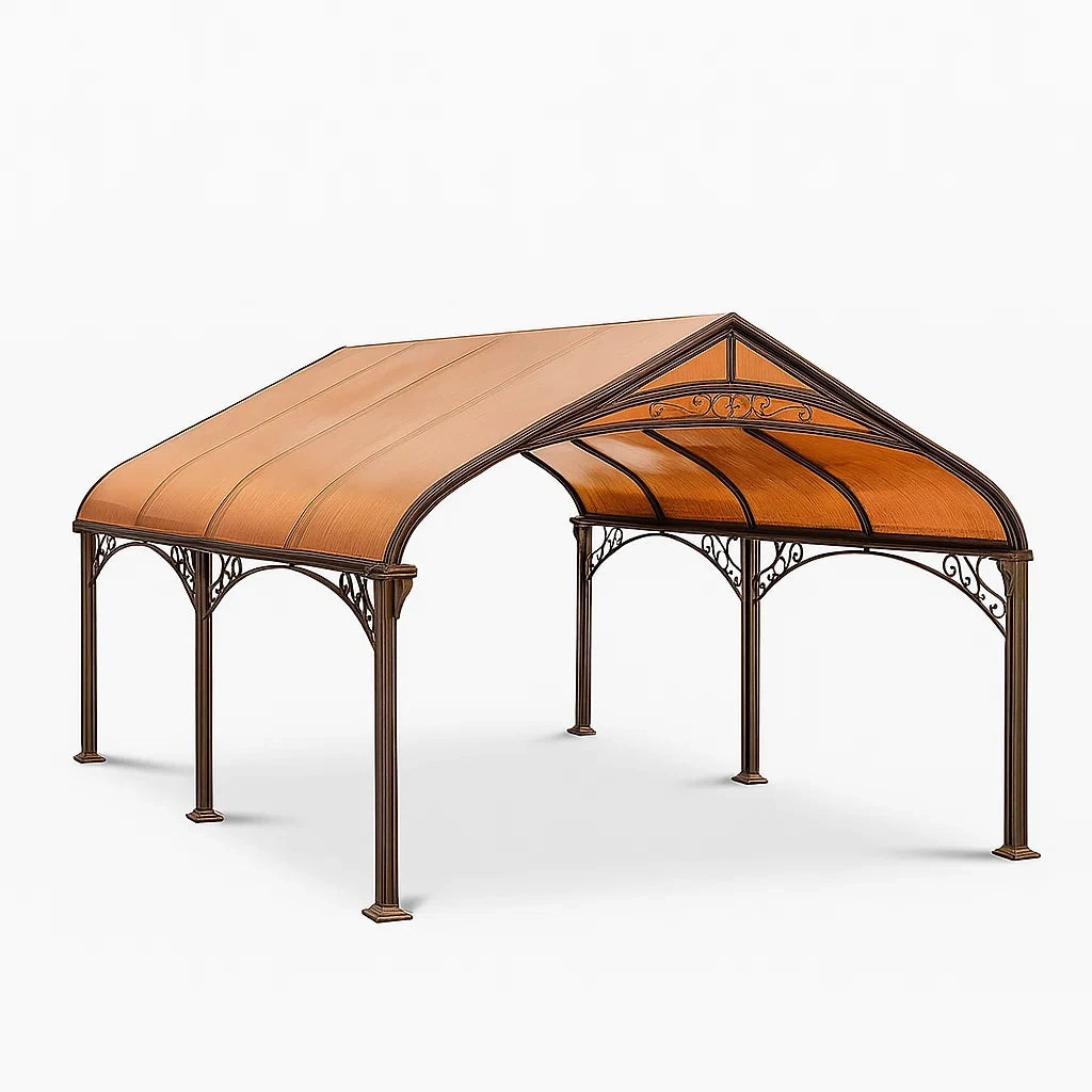 Abri de voiture en acier avec toit en polycarbonate 550 × 300 × 290 cm