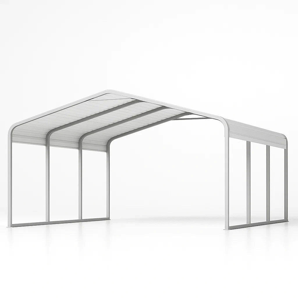 Abri de voiture en aluminium et acier gris