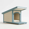 Niche pour chien en bois avec toit bleu beige