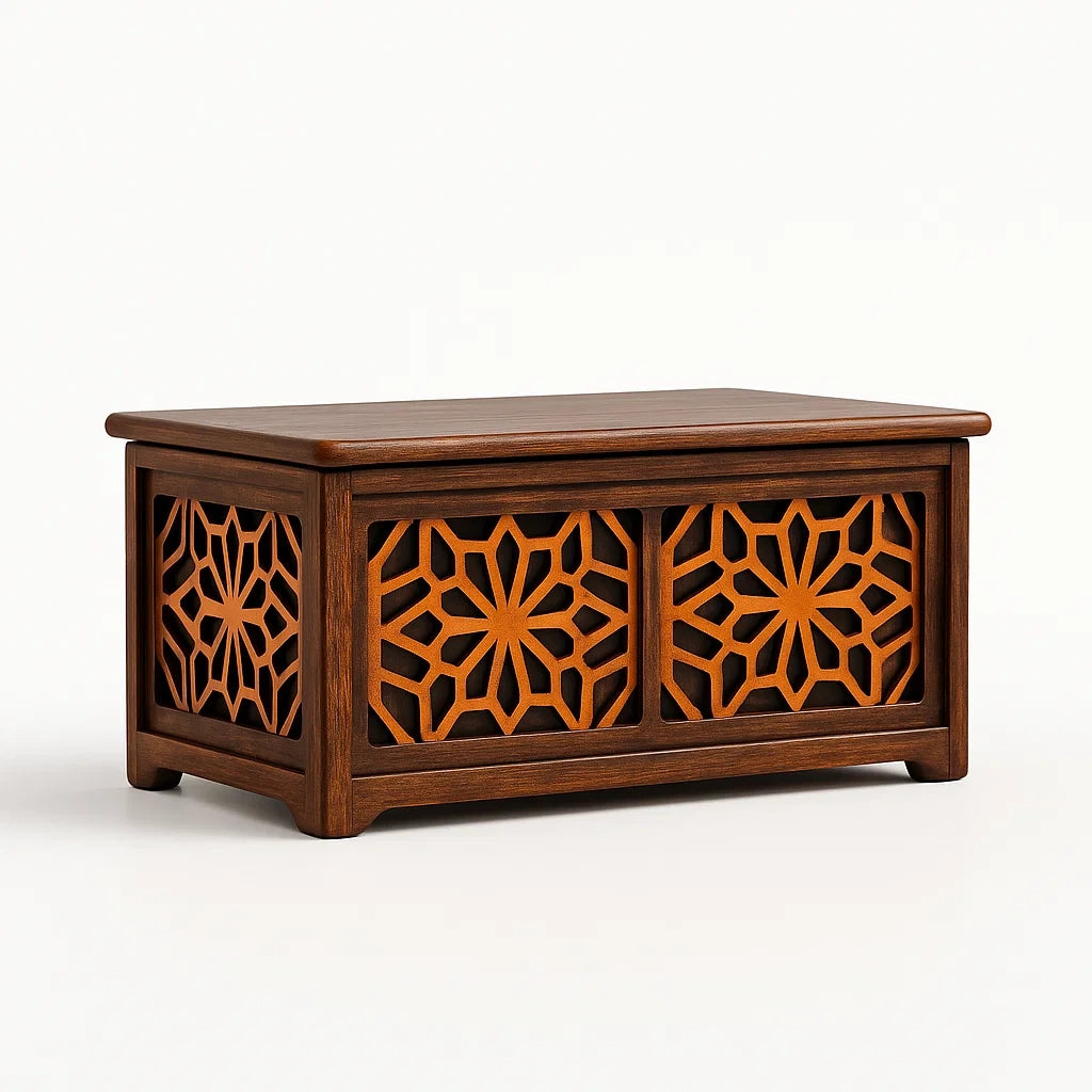 Coffre de rangement en bois massif marron 90 × 45 × 40 cm