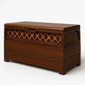Coffre de rangement en bois d'acajou avec décoration ajourée 90 × 40 × 50 cm